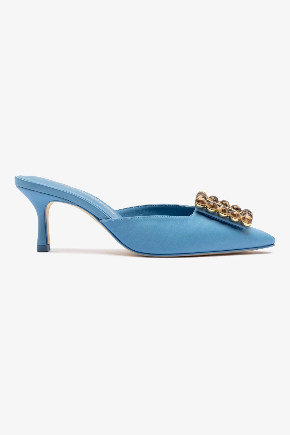 Chloe Gosselin by Studio Larroudé: Mule Ava Cetim Azul