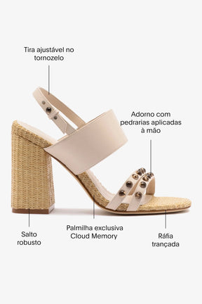 Chloe Gosselin by Studio Larroudé: Sandália Margot Couro Off White e Ráfia Natural