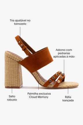 Chloe Gosselin by Studio Larroudé: Sandália Margot Couro Marrom e Ráfia Natural