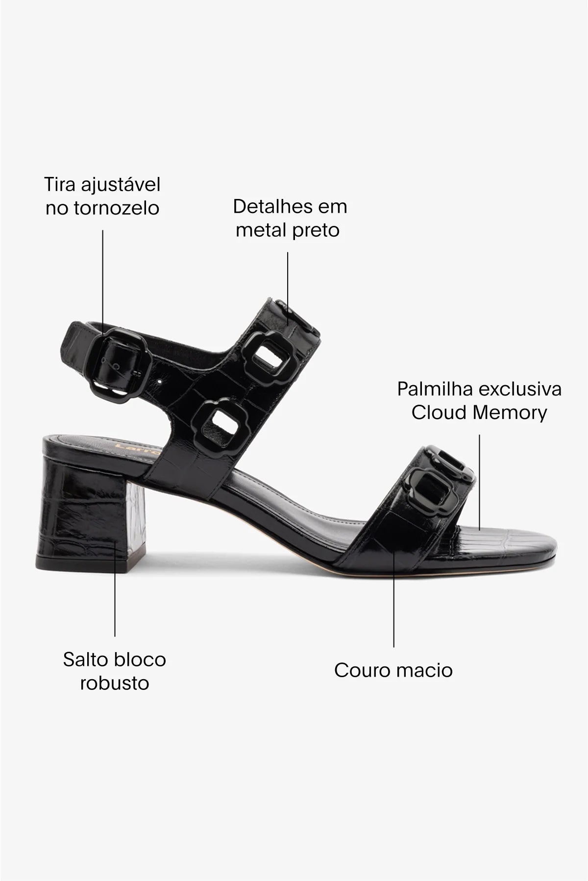 Sandália Milan Couro Croco Preto