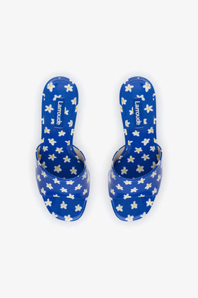 Mule Colette Couro Verniz Estampado Azul