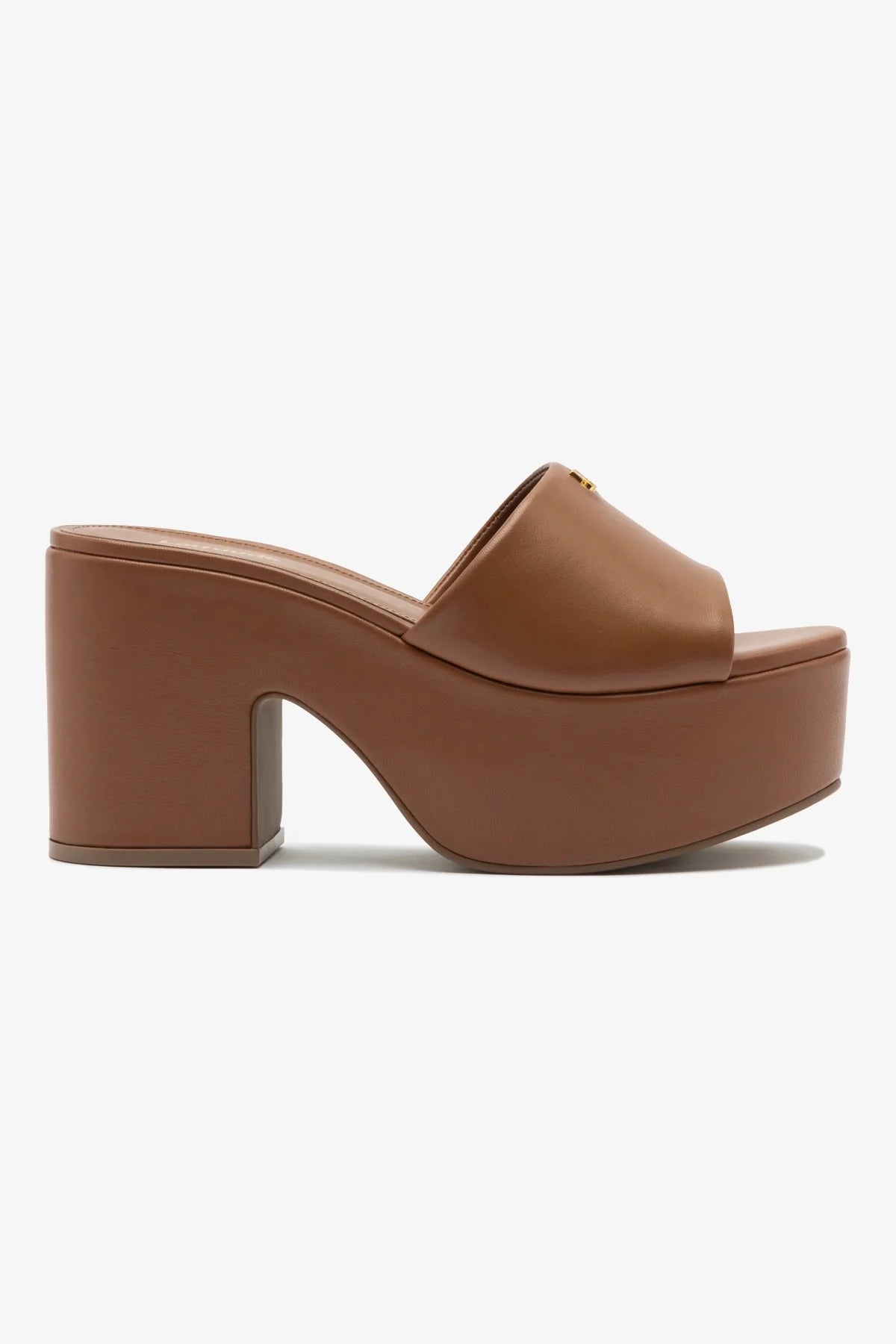 Mule Plataforma Miso Couro Caramelo