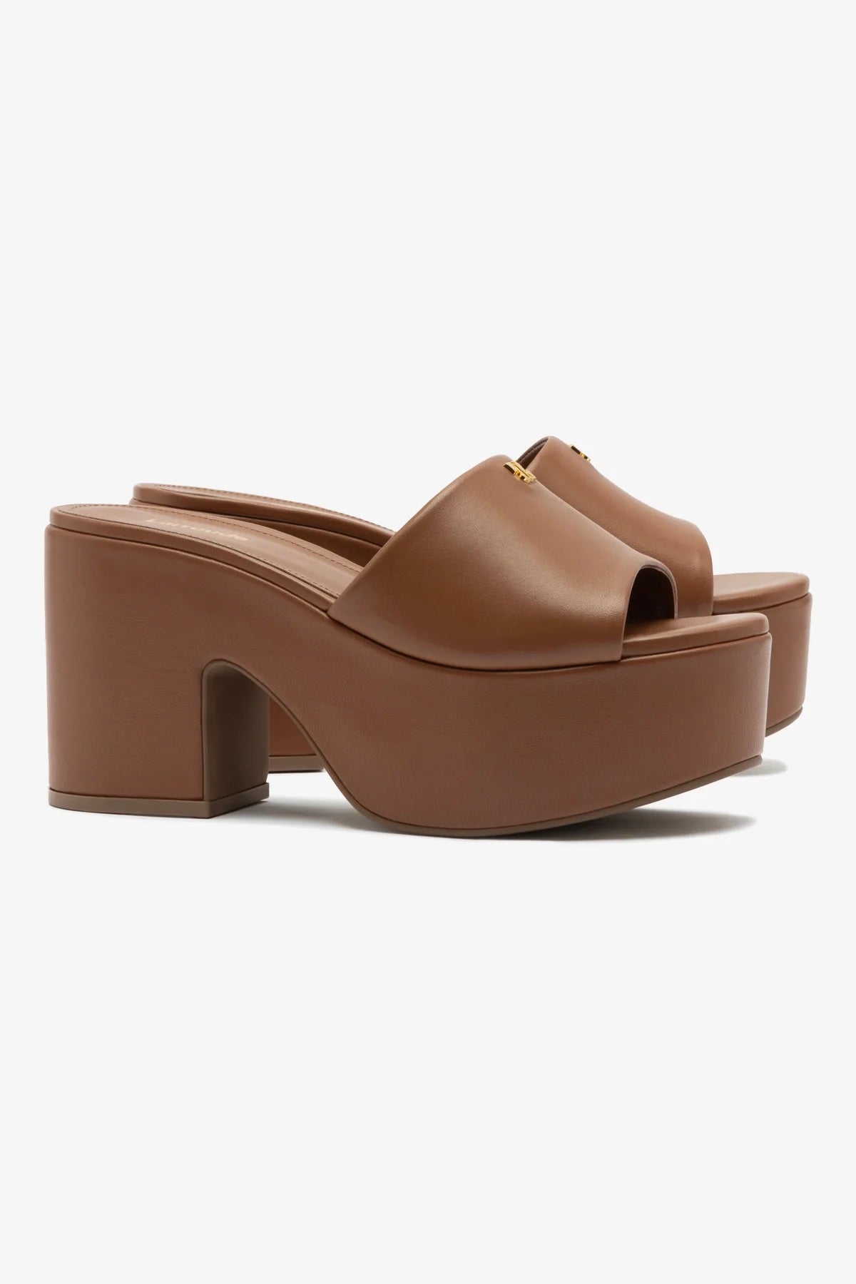 Mule Plataforma Miso Couro Caramelo