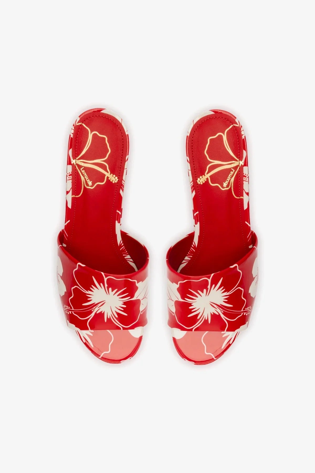 Mule Plataforma Miso Couro Verniz Estampado Vermelho