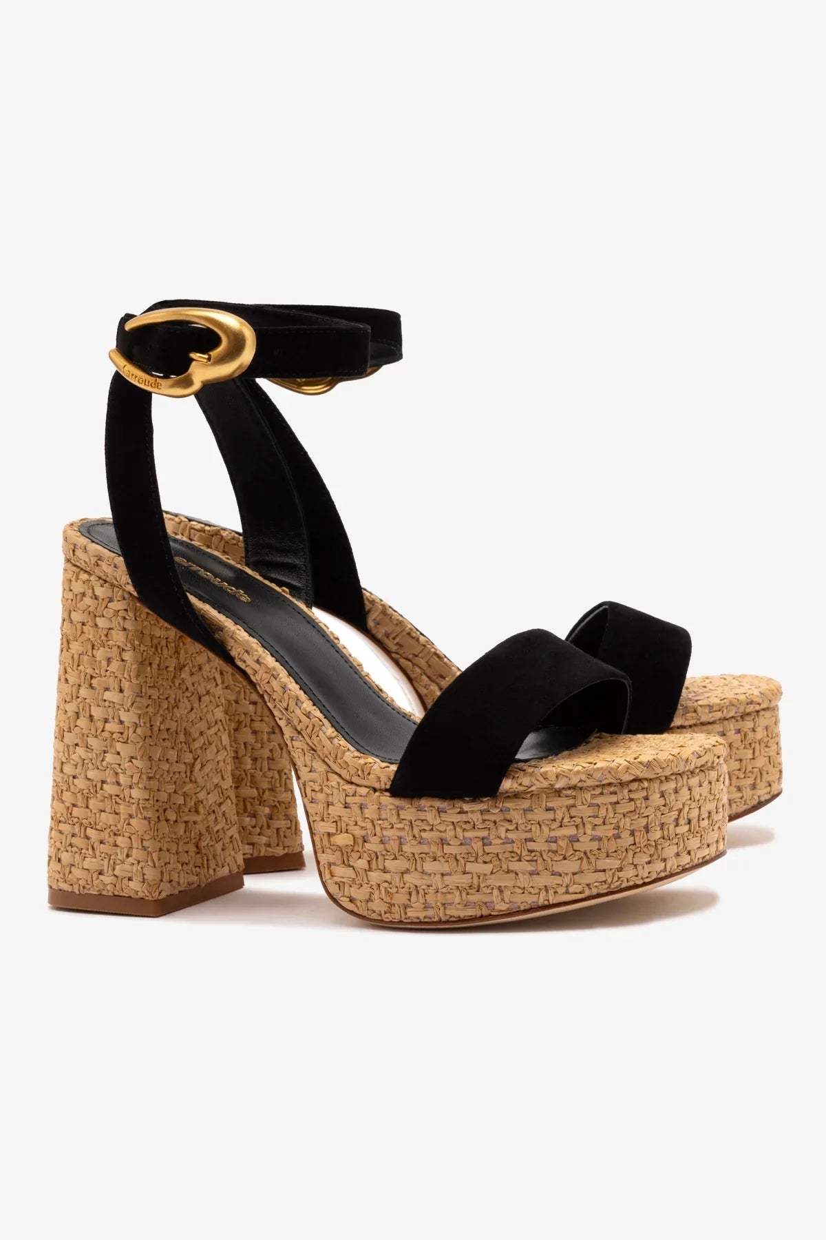 Sandália Dolly Verona Ráfia Natural e Camurça Preto