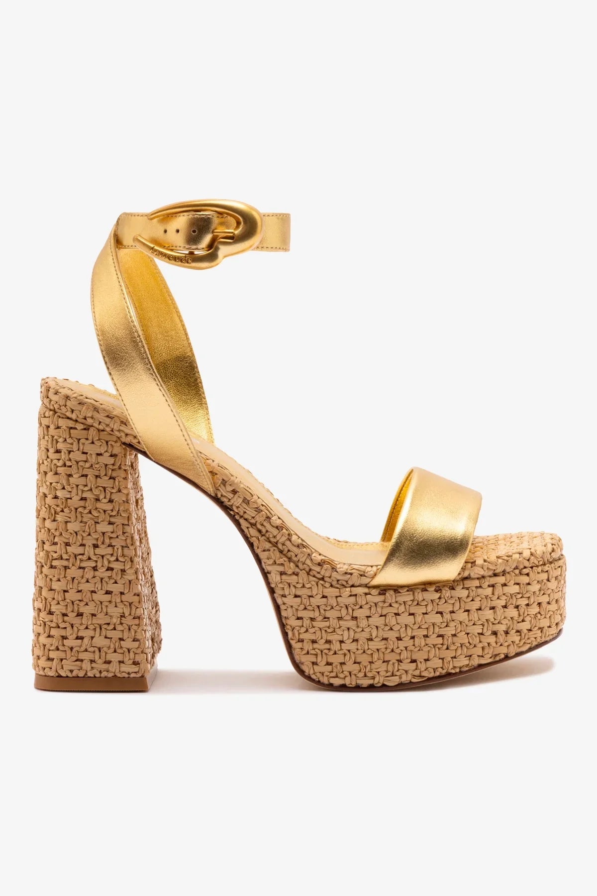 Sandália Dolly Verona Ráfia Natural e Couro Dourado