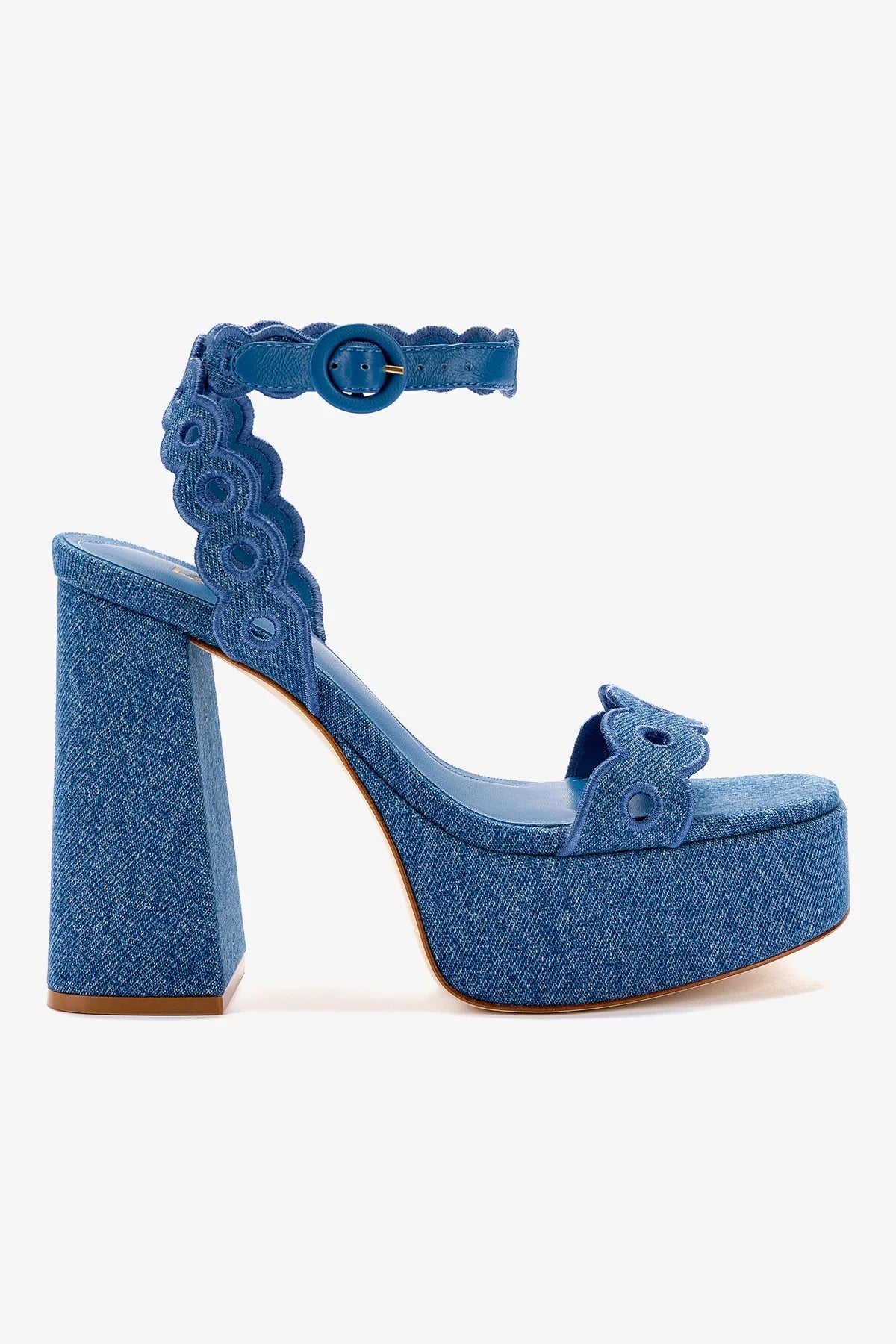 Sandália Dolly Jeans Azul e Broderie