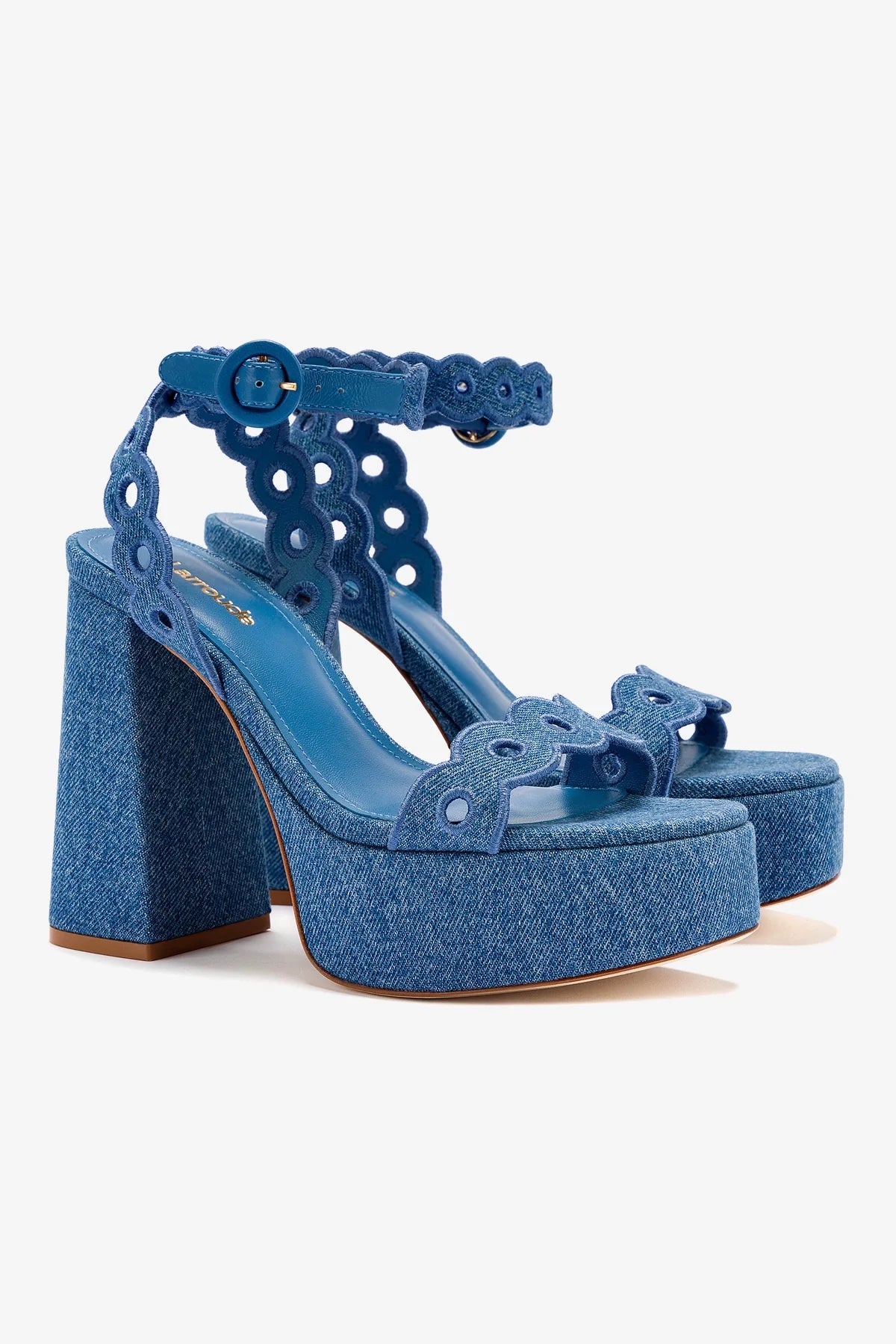 Sandália Dolly Jeans Azul e Broderie
