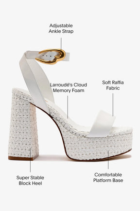 Sandália Dolly Verona Couro Branco e Ráfia Branco