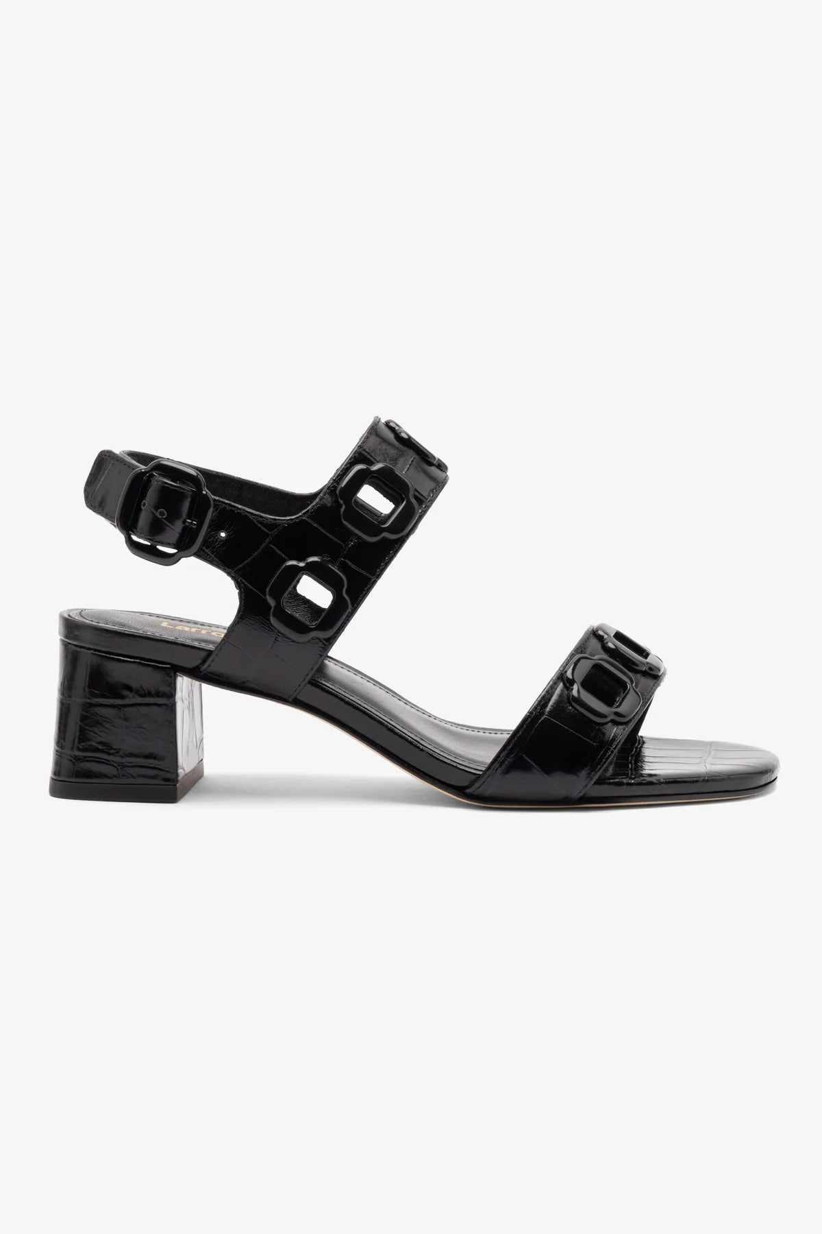 Sandália Milan Couro Croco Preto