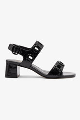 Sandália Milan Couro Croco Preto