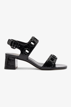 Sandália Milan Couro Croco Preto