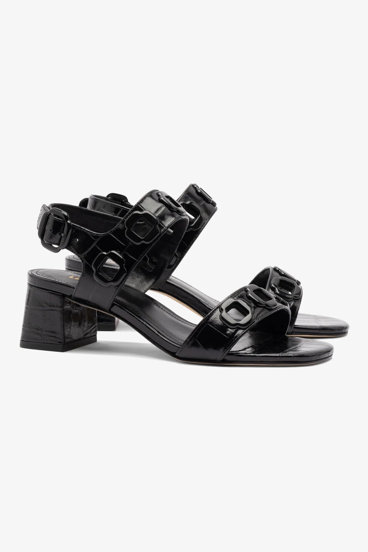 Sandália Milan Couro Croco Preto