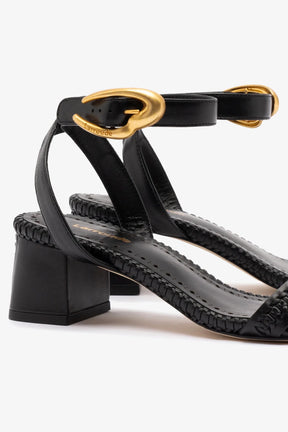 Sandália Salto Bloco Verona Couro Preto