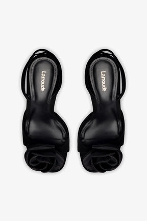 Salma Sandal In Black Suede and Satin