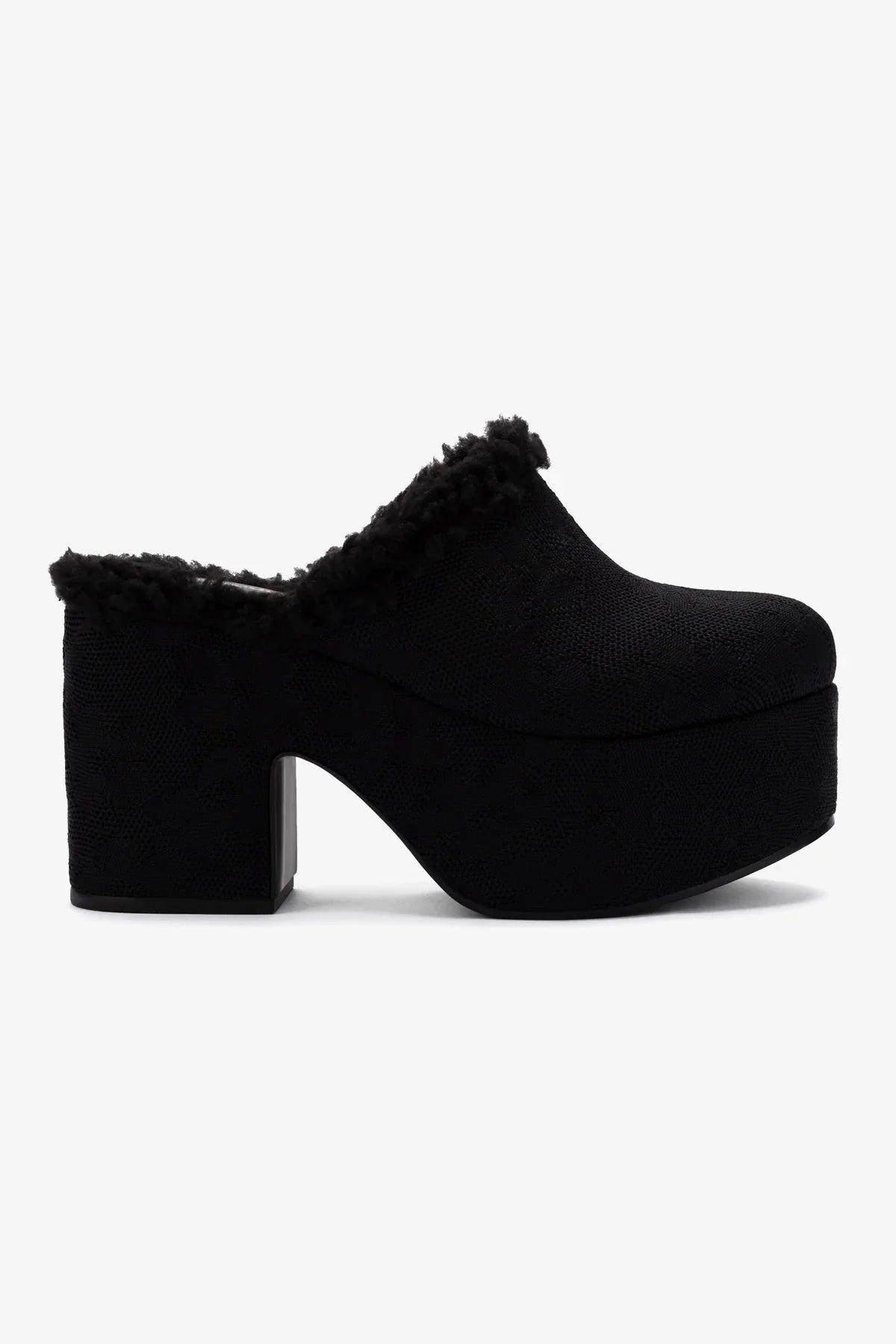 Mule Clog Plataforma Tricô Preto