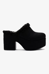 Mule Clog Plataforma Tricô Preto