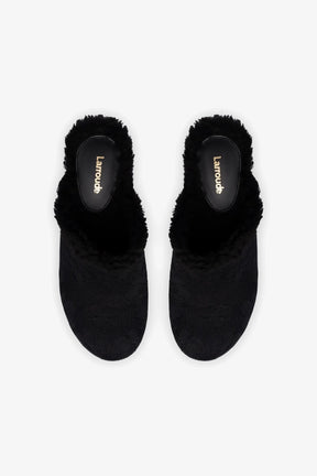 Mule Clog Plataforma Tricô Preto