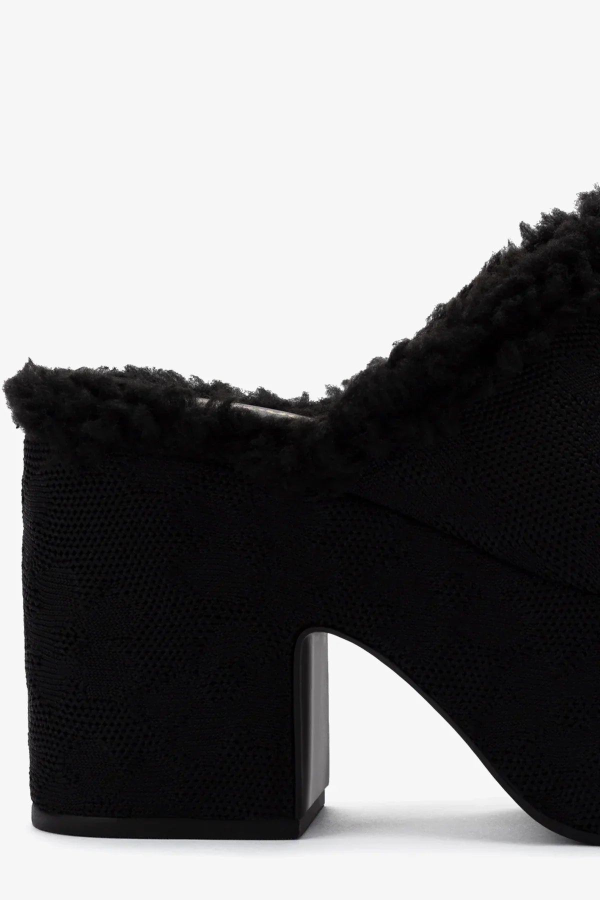 Mule Clog Plataforma Tricô Preto