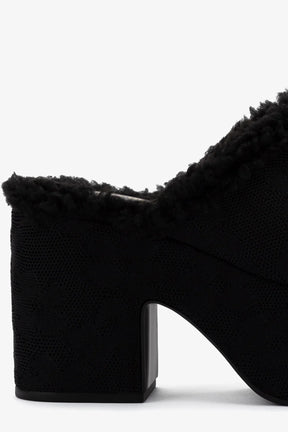 Mule Clog Plataforma Tricô Preto