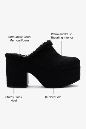 Mule Clog Plataforma Tricô Preto