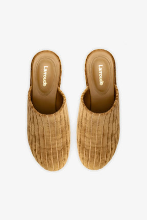 Mule Clog Plataforma Miso Veludo Caramelo