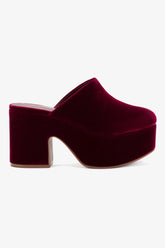 Mule Clog Plataforma Miso Veludo Vinho