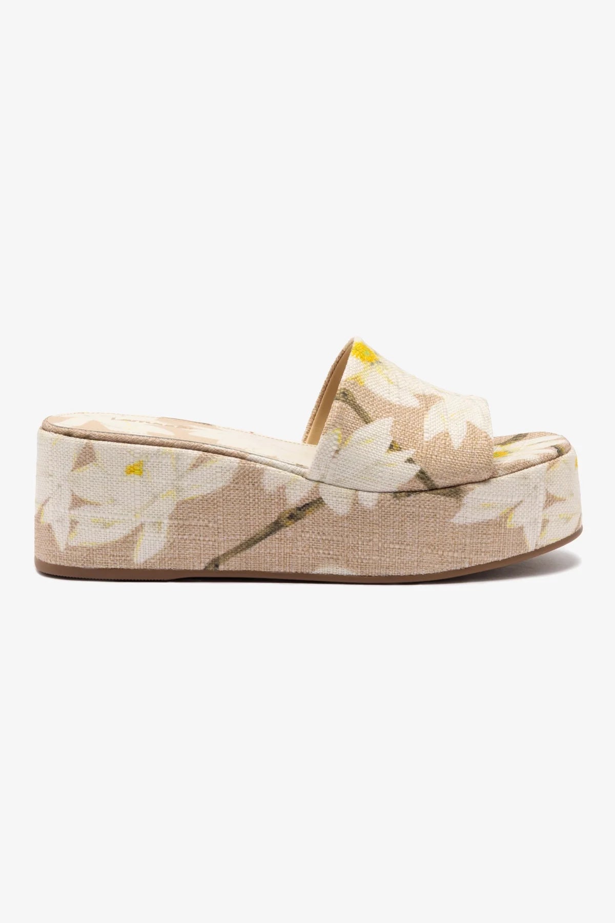 Mule Alex Ráfia Estampada Bege
