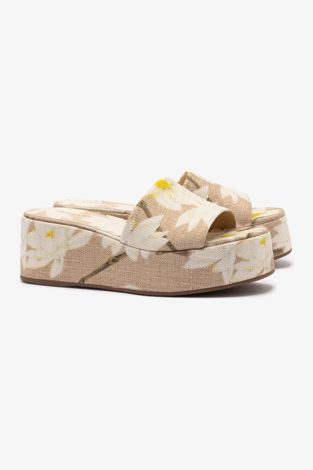 Mule Alex Ráfia Estampada Bege
