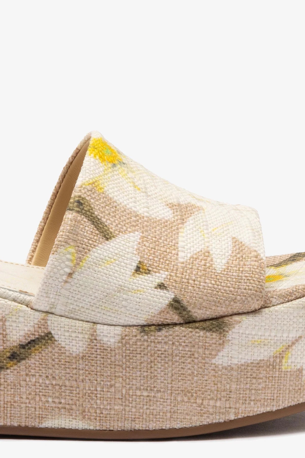 Mule Alex Ráfia Estampada Bege