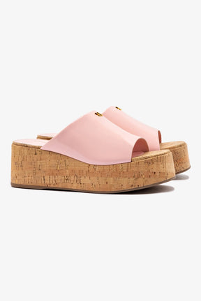 Mule Charli Couro Verniz Rosa