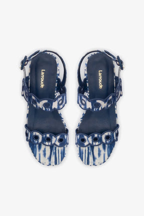 Flatform Florence Ráfia Tie Dye Azul