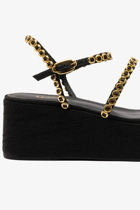Flatform Gio Milanina Ráfia Preto