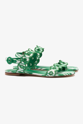 Sandália Flat Florence Ráfia Tie Dye Verde