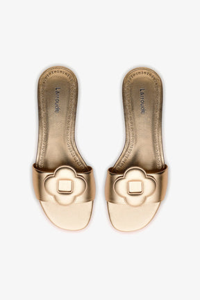 Flat Flora Couro Dourado
