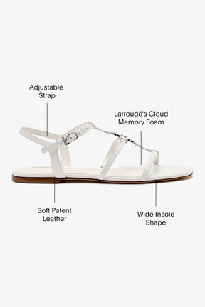 Hana Flat In White Patent Leather