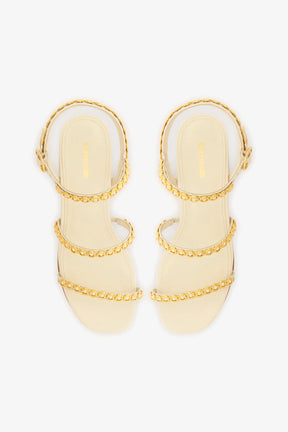 Sandália Flat Milanina Couro Off White