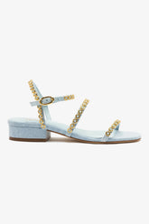 Sandália Flat Milanina Jeans Azul