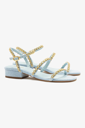Sandália Flat Milanina Jeans Azul