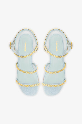Sandália Flat Milanina Jeans Azul