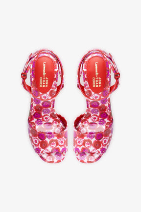 Larroudé x Jonathan Cohen Yves Wedge In Red Abstract Printed Patent Leather