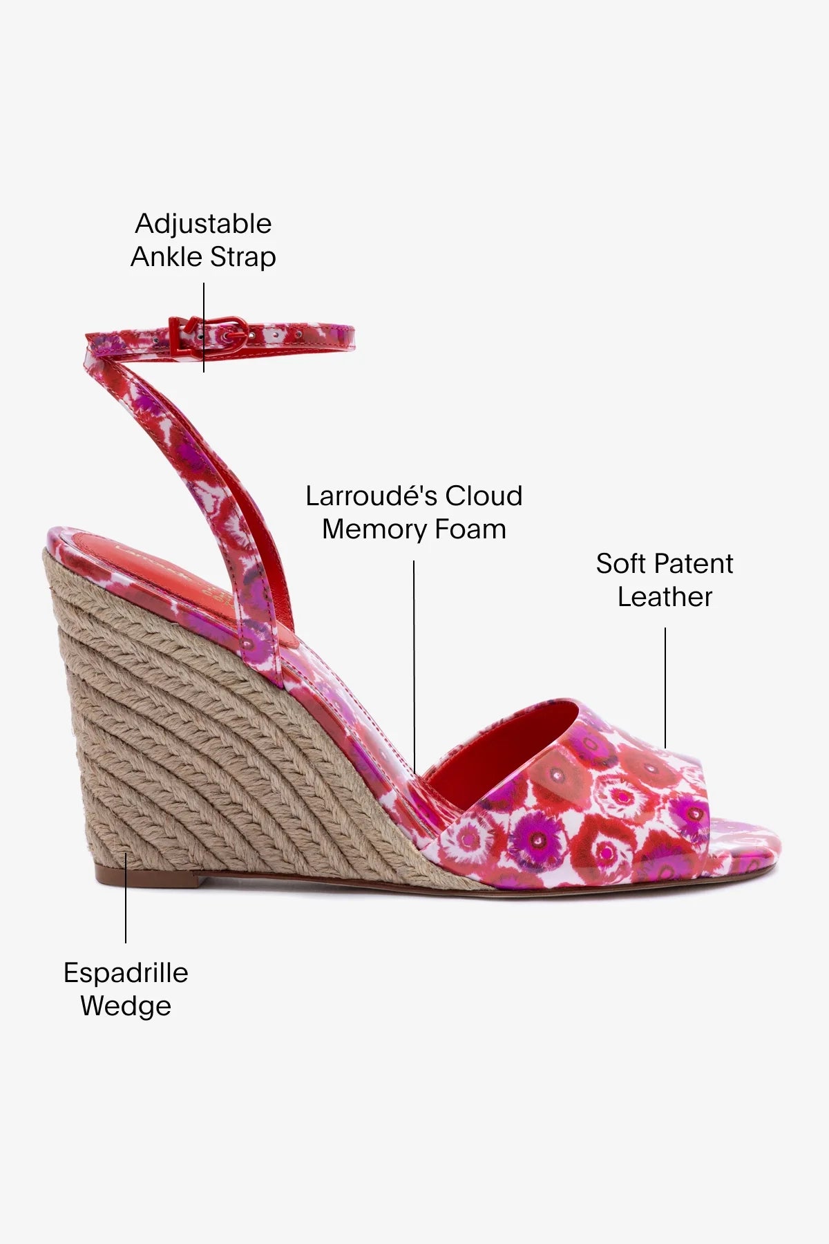 Larroudé x Jonathan Cohen Yves Wedge In Red Abstract Printed Patent Leather