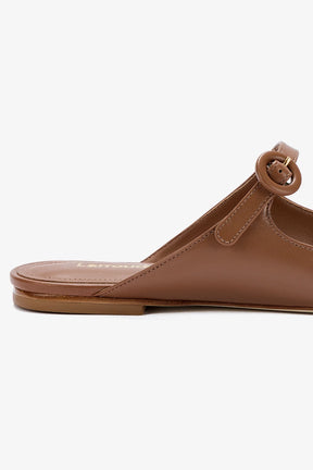 Mule Flat Blair Couro Verniz Caramelo