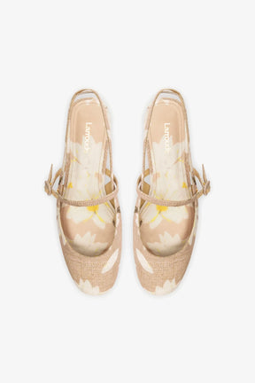 Sapatilha Georgina Ráfia Estampada Bege