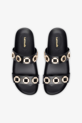Milan Slide In Black Leather