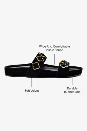 Flat Milan Piccolo Veludo Preto