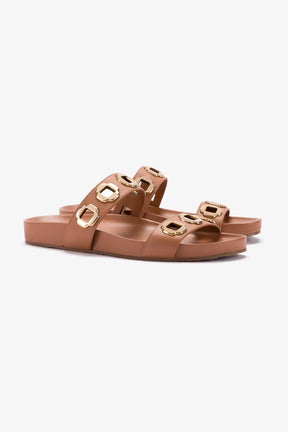Flat Milan Couro Caramelo