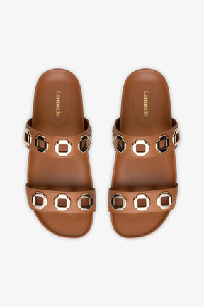 Flat Milan Couro Caramelo