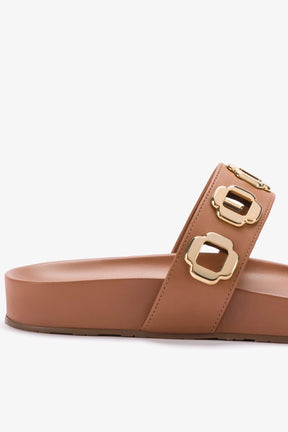 Flat Milan Couro Caramelo