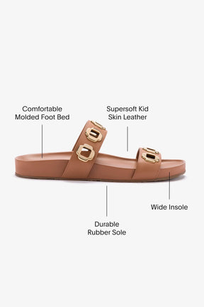 Flat Milan Couro Caramelo